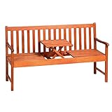 Casaria Gartenbank inkl. Tisch Wetterfest Eukalyptus Holz FSC® Klappbar 153x57x90cm 320kg Belastbarkeit Garten Balkon Bank Holzbank Sitzbank 3-Sitzer