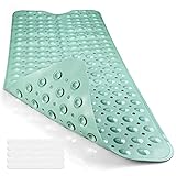 Cieex Badewannenmatte rutschfest Set, 100x40cm Duschmatte, 6 Stück Anti-Rutsch-Streifen, Antirutschmatte Badewanne BPA frei, Duschmatte schimmelresistent & maschinenwaschbar (Grün)