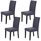 Veakii Stuhlhussen 4 Stück Elastische Moderne Beschützer Stuhlhussen, bi-Elastic Spannbezug, Hochzeit Partys Bankett Deko, pflegeleicht und Langlebig Universal (4 Stück, Grau)