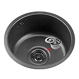 Küchenspüle Edelstahl Waschbecken Küchenspülen Einzelbeckenbecken Edelstahl 11,8''/13,8''/16,5 Runde schwarze Minispüle Mehrzweckspüle mit Edelstahlspüle