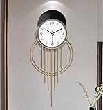 RIAAJ Wanduhr lautlos Kunst-Wanduhr, große Wanduhren für Wohnzimmer, goldenes Metall, 3D-Kunst-Design, leise, Nicht tickende Quarzuhr, kreative Wanduhren, 35 x 78 cm, Wanddekorationsuhr