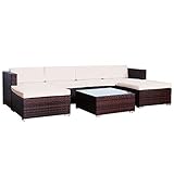 SVITA Lugano Poly Rattan Lounge Garten-Set XXL Sofa-Set Garnitur Gartenmöbel Couch-Set (XXL, Braun)