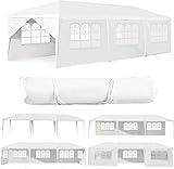 RELAX4LIFE 3 x 9m Gartenpavillon, Partyzelt Faltbar & Wasserdicht, Gartenzelt mit 8 abnehmbaren Seitenteilen & Fenstern, Faltpavillon mit Eisenstruktur, für Markt Party Hochzeit Festival