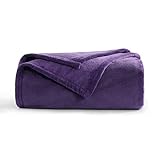 Aisbo Fleece-Überwurfdecke, Violett – vielseitig, Einzelbettgröße, warme Decke, Überwurf flauschig für Sofa und Couch, weiche, gemütliche Bett, solide Flanelldecke für Reisen, 130 x 150 cm