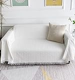 Homxi 1 Sitzer Sofabezug,Sofa Bezug Einfarbig Sofahusse Baumwolle Handtuch Sofa Weiß Sofaüberwurf Decke 90x150CM