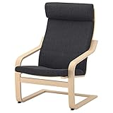 Ikea POÄNG Sessel, weiß gebeiztes Eichenfurnier / Hillared anthrazit