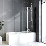 Baode Duschwand für badewanne faltbar Nano Badewannen-Duschwand 120 x 140 mit 6mm Nano Easy Clean Glas Beidseitig Montierbar Schönes Helles Silber