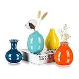 Hewory Klein Bud Blumenvase: 10cm Moderne Mini Keramik aus Vase, Set 4er Glasierten Vasen für Blumen für Tischdeko, Wohnzimmer, Hochzeitsempfang Dekoration