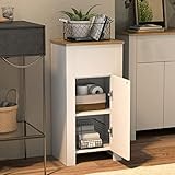 KEEPREAPER Badezimmerschrank schmal, Badschrank klein mit Schubladen und Verstellbarer Ablagen, Hochschrank ohne Griff Platzsparend, 40x30x80cm, weiß FC10WH