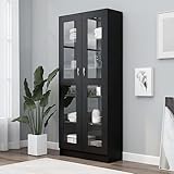 TOYOCC Regale, Bücherregale und Standregale, Vitrin-Schrank, schwarz, 82,5 x 30,5 x 185,5 cm