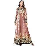 Lazzboy Moslemisches Gewand Der Frauen Abaya Islamisches Nahes Langes Kleid Kaftan Dubai Muslime Roben Marokkanisch Blumen Maxi Party Kleider Lange ärmel Lose Beiläufig Robe(4XL)