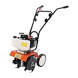 Benzin Motorhacke Gartenfräse 43CC 1.7PS 2-Takt Einzylinder Luftgekühlt Gartenhacke Bodenfräse Kultivator Bodenhacke für Pflügen, Wenden, Furchenziehen, Jäten usw