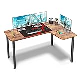 EUREKA ERGONOMIC Schreibtisch L Form, L-förmiger Computer Ecktisch Eckschreibtisch, PC Computertisch, Geeignet für Home Office und Play Game, Braun (155.4 x 110 x 76.2 cm Rechts)