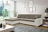 DOMO Collection Treviso Ecksofa, Sofa in L-Form, Polsterecke, grau/weiß, 267x178x83 cm