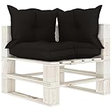 Hommdiy Garten-Palettensofa 2-Sitzer mit schwarzen Kissen Holz