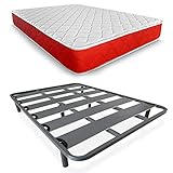 DUÉRMETE ONLINE Komplettes Bett mit viskoelastischer Matratze Lite, wendbar, Dicke 20 cm, verstärkter Lattenrost 40 x 30 cm, mit Füßen, 135 x 200