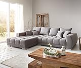 DELIFE Sofa Josea Mikrofaser Steingrau 300x220 cm Recamiere Links Wohnlandschaft