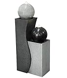 Dehner Gartenbrunnen Ying Yang mit LED Beleuchtung, ca. 94 x 41.5 x 24 cm, Polyresin, grau