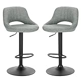 EUGAD 0669BY-2 2X Barhocker Designer Hocker Tresenhocker Bistrohocker 360° drehbar stufenlos höhenverstellbar mit Rückenlehne aus Kunstleder und Stahl Grau