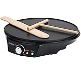 Monzana Crepes Maker Antihaftbeschichtung 1200W stufenlose Temperatur 30cm BPA frei LED inkl Teigverteiler Pfannenwender