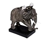 Brillibrum Design Afrikatische Dekofigur Reiter auf Elefant Safari Skulptur Elefant Zimmer Dekoration Statue Elefanten Reiter Dekofigur Mohr (Variante 2)
