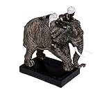 Brillibrum Design Afrikatische Dekofigur Reiter auf Elefant Safari Skulptur Elefant Zimmer Dekoration Statue Elefanten Reiter Dekofigur Mohr (Variante 2)