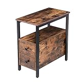 HOOBRO Nachttisch, Beistelltisch, Nachtschrank mit 2 Schubladen, 48 x 30 x 61.5 cm, Akzentmöbel in Holzoptik, Industriestil, Vintage EBF548BZ01G2