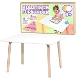 MillWood Kindertisch, Massivholz, empfohlen für Kinder ab 2 Jahren, Natur, Tisch, Holz - für INNEN & AUßEN - Kindermöbel - für Kinder, Farbe Weiß-Birke