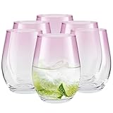 TREND FOR HOME Trinkgläser Set 580 ml Bunt Bunte Gläser Set von 6 Rosa Trinkgläser Groß Wassergläser Cocktailgläser Soft Drink Tumblers | Rosa | Phoebe Secret Pastels