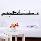 Wandkings Skyline - Deine Stadt wählbar - Hamburg - 125 x 22 cm - Wandaufkleber Wandsticker Wandtattoo