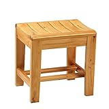 REMYS Holzhocker Dusche Ältere Badebank Mit Rutschfesten Füßen Badezimmeraufbewahrungssitzstühle Erwachsener Outdoor-Haushalt Quadratischer Pedalhocker, 40 × 30 × 40 cm