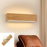 ZMH LED Wandleuchte innen Wandlampe - 32CM Holz Modern Flurlampe Up und Down 10W Design Treppenhauslampe Indirekt 3000K Warmweiß Wandbeleuchtung für Wohnzimmer Schlafzimmer Flur Treppenhaus Bett Küche