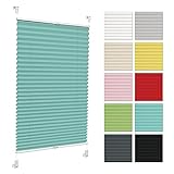 Plissee ohne Bohren 85 cm x 120 cm - Türkis - Plissee klemmfix, Rollos für Fenster ohne Bohren, Jalousien Fenster für innen, Raffrollo, Fenster plissee