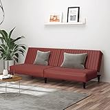 JUNZAI Tagesbett 2-Sitzer, Couch für Wohnzimmer, für Wohnungen, Sofabett, Polsterliege, Ausziehsofa, Relaxsofa, Weinrot Kunstleder