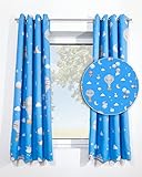 Tinolupy® [2 Stück Blickdichter Vorhang Kinderzimmer 165x132cm (HxB), Gardinen für Jungen in Blau mit Tiermotiven, Ösen und Leichter Verdunklung