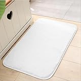 LWZY Bathroom Rug Plüsch verdickte Toiletten-Bodenmatte Moderne einfache einfarbige Küchen-Fußmatte Silikagel-rutschfeste saugfähige Teppiche für Badezimmer 60 x 110 cm (23,6 x 43 Zoll) Teeweiß