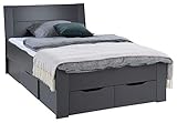 Bettgestell Einzelbett | 120 x 200 cm | Dekor | Grau Metallic | Mit 4 Schubladen