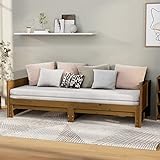 JUNZAI Ausziehbares Tagesbett, Schlafsofa, Couch Mit Schlaffunktion, Bettsofa, Sofa Bed, Sofabett, Schlafcouch, Daybed, Couch Bett, Jugendbett, Braun Massivholz Kiefer 2X(80x200) cm