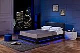 Home Deluxe - LED Bett Asteroid - Schwarz, 180 x 200 cm - inkl. Matratze und Lattenrost I Polsterbett Design Bett inkl. Beleuchtung