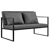 casa.pro Gartenbank 70 x 114 x 60 cm Gartensofa Bank Parkbank Sitzbank Lounge Eisen Schwarz/Dunkelgrau