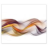 DecoCat Herdabdeckplatte Ceranfeld 60x52 cm Einteilig Digitale Rauchwelle Orange (01332) Schneideplatte Glas Kochfeldabdeckung Herdabdeckung Induktionsschutz