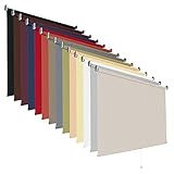 Springrollo Mittelzugrollo Tageslichtrollo Rollo Breite 60-200 cm Höhe 180 cm Stoff Blickdicht lichtdurchlässig Montageträger Metall Tür Fenster Sonnenschutz Blendschutz (200 x 180 cm/Cream)