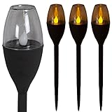 Trendyshop365 LED Outdoor Solarleuchte 38cm Gartenfackel Flammeneffekt schwarz (3 Stück)