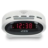 iCES ICR-210 white Uhrenradio (2X Weckzeiten, Schlummerfunktion, Sleeptimer) weiß, 140 x 110 x 50 mm (LxBxH)