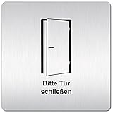 Türschilder24 XXL Schild - Türschild 125 x 125 mm Hinweisschild Bitte Tür schließen aus 1,5mm starkem Aluminium mit veredelter Oberfläche