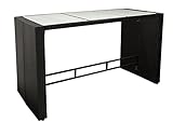 DEGAMO Bartisch Davos 185x80cm, Höhe 110cm, Metallgestell + Polyrattan schwarz, Tischplatte Glas