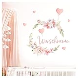 Little Deco Wandsticker Blumenranke mit Name Wandtattoo für Kinderzimmer Babyzimmer Wandaufkleber Wunschname Wanddeko DL861-1