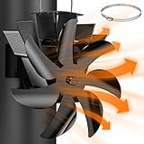 SVILINEK 7 Blättern Kaminventilator Magnetisch, Kaminlüfter ohne Strom, Umweltfreundlich Ventilator für Kaminofen Holzofen, Leise Ofenventilator für Ofenrohr Warmluftverteiler (7 Blättern)