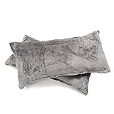 MALIKA Nicky-Teddy Cashmere Touch Coral Fleece Kissenbezug Kissenhülle alle Größen Couchkissen Sofakissen Deco, Größe:2X 40x80 cm, Designe:GRAU