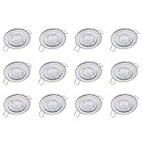Oktaplex Lighting 12er Set LED Einbaustrahler Sedan - mit LED Modul 4,8W 2700K 230V 380lm Warmweiß 110° - Spot Edelstahl gebürstet Lochmaß 60mm